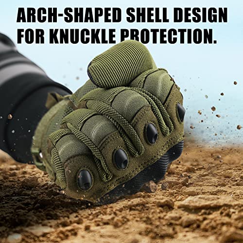 Cierto Motorcycle Gloves for Men and Women, Touch Screen Tactical Glove with Full Finger Breathable Hard Knuckle and Adjustable Wrist for BMX ATV Riding, Motocross, Road Racing, Cycling - Small Green - Image 2