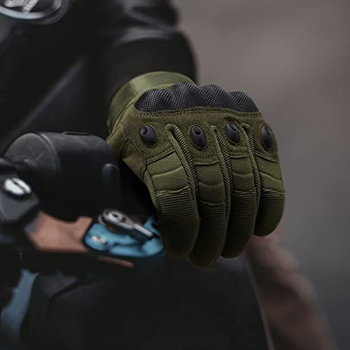 Cierto Motorcycle Gloves for Men and Women, Touch Screen Tactical Glove with Full Finger Breathable Hard Knuckle and Adjustable Wrist for BMX ATV Riding, Motocross, Road Racing, Cycling - Small Green - Image 5