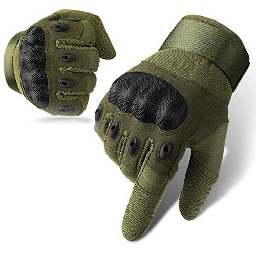 Cierto Motorcycle Gloves for Men and Women, Touch Screen Tactical Glove with Full Finger Breathable Hard Knuckle and Adjustable Wrist for BMX ATV Riding, Motocross, Road Racing, Cycling - Small Green - Image 1