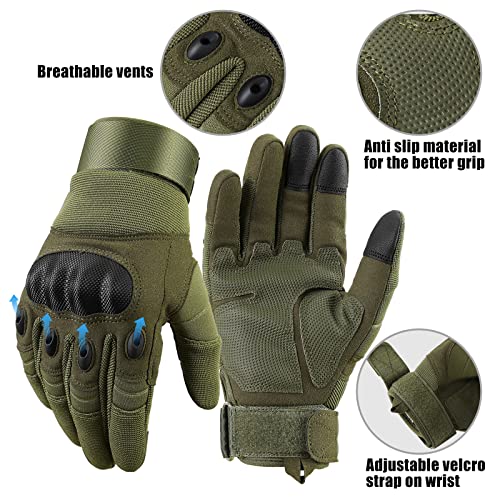 Cierto Motorcycle Gloves for Men and Women, Touch Screen Tactical Glove with Full Finger Breathable Hard Knuckle and Adjustable Wrist for BMX ATV Riding, Motocross, Road Racing, Cycling - Small Green - Image 4