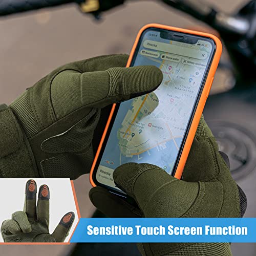 Cierto Motorcycle Gloves for Men and Women, Touch Screen Tactical Glove with Full Finger Breathable Hard Knuckle and Adjustable Wrist for BMX ATV Riding, Motocross, Road Racing, Cycling - Small Green - Image 3