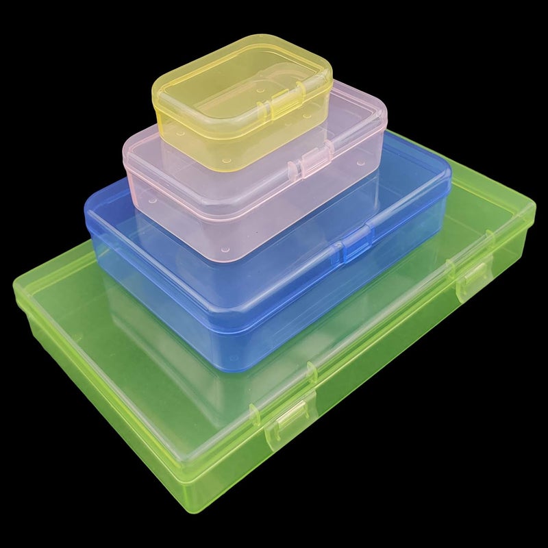 Goodma 24 Pieces Mixed Sizes Colored Rectangular Plastic Boxes Empty Storage Organizer Containers with Hinged Lids for Small Items and Other Craft Projects - Image 4