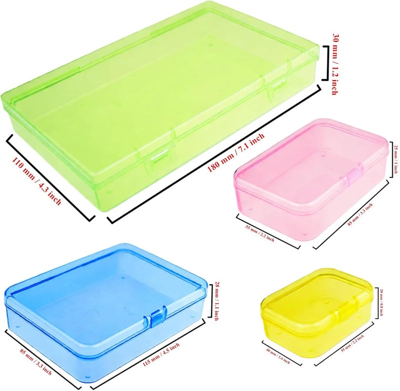 Goodma 24 Pieces Mixed Sizes Colored Rectangular Plastic Boxes Empty Storage Organizer Containers with Hinged Lids for Small Items and Other Craft Projects - Image 2