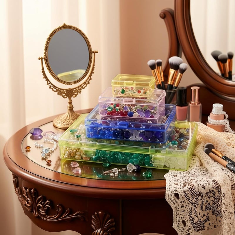 Goodma 24 Pieces Mixed Sizes Colored Rectangular Plastic Boxes Empty Storage Organizer Containers with Hinged Lids for Small Items and Other Craft Projects - Image 3
