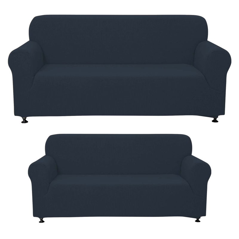Sapphire Home Sapphire Home 3Piece Couch Cover Set Sofa Loveseat and Arm Chair Slipcovers Form fit Stretch Wrinkle Free Furniture Protector Sofa Covers for Living Room Polyester Spandex Blue 