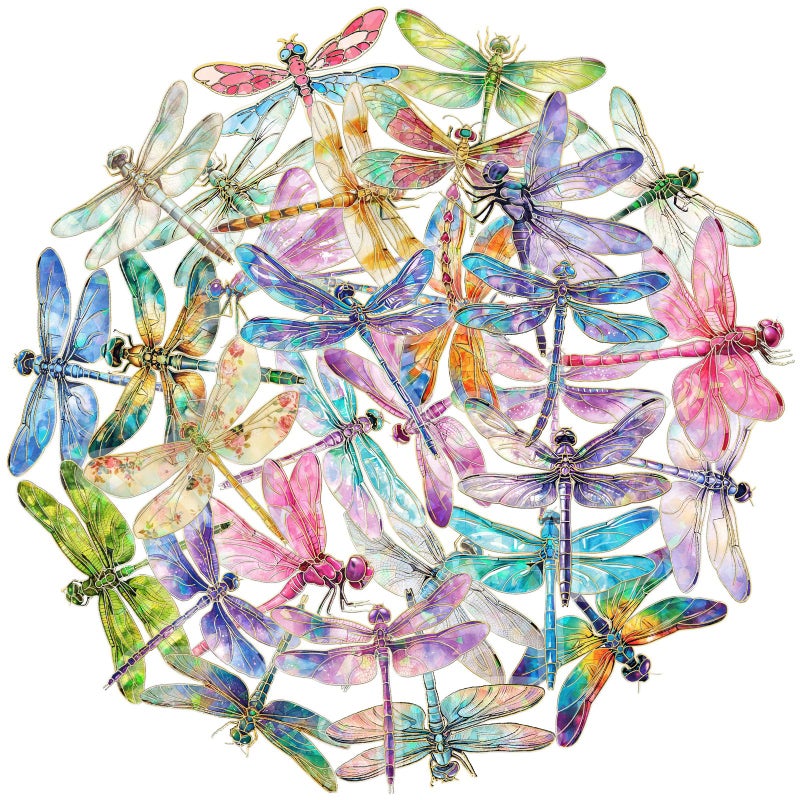 YOKSAS 30PCS Holographic Dragonfly Stickers â€“ Gold Foil Insect Clear Scrapbook Decals for Journaling, Resin Crafts, Planners, Water Bottles, Laptops, Card Making - Image 1
