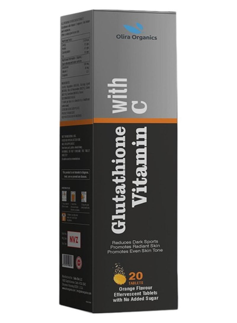 أوليرا أورجانيكس الجلوتاثيون 500 مجم مع فيتامين سي فوارة 20 قرص | تقليل البقع الداكنة | يعزز إشراقة البشرة وتوحيد لونها - Image 1