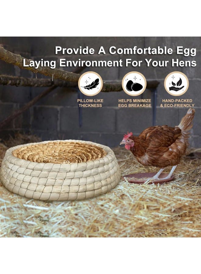 Toolzeen Chicken Nest for Chicken Coop, Handmade Woven Flat Base Straw - 2 Pack 15.5"x15.5"x3.5" Premium Laying Hen Nesting Pads (2 nest) - Image 2