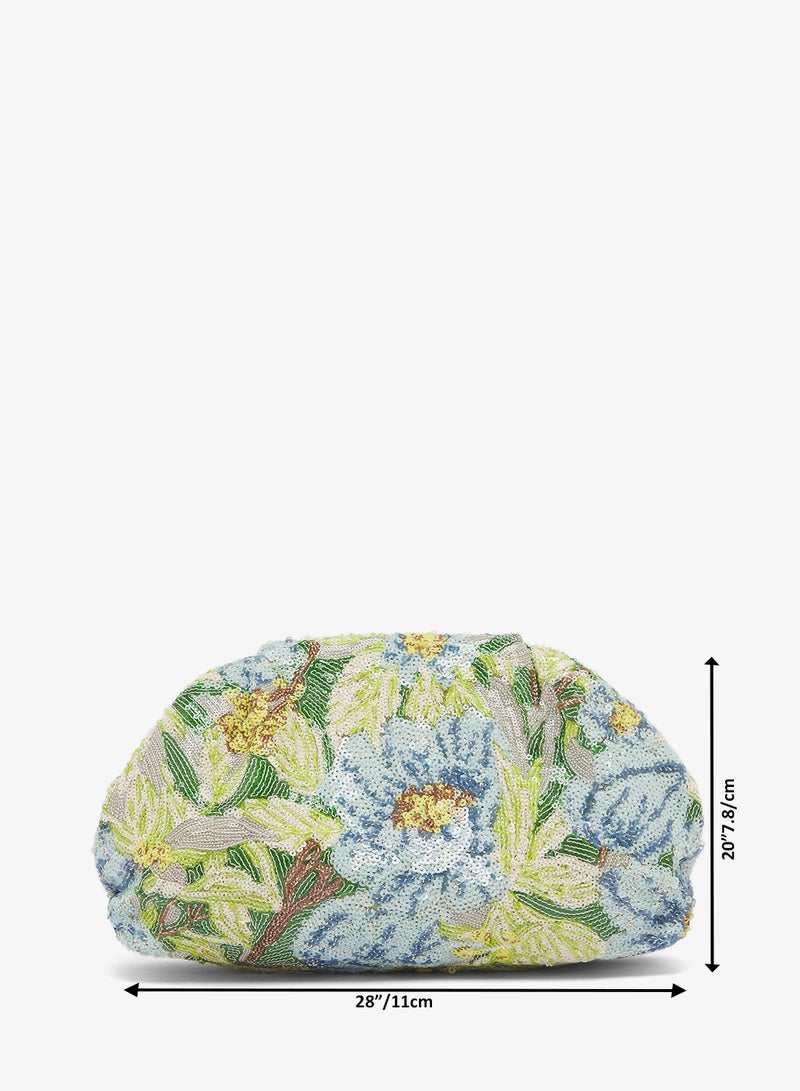 GLAMOROUS Embellished Floral Pillow Clutch - Image 5