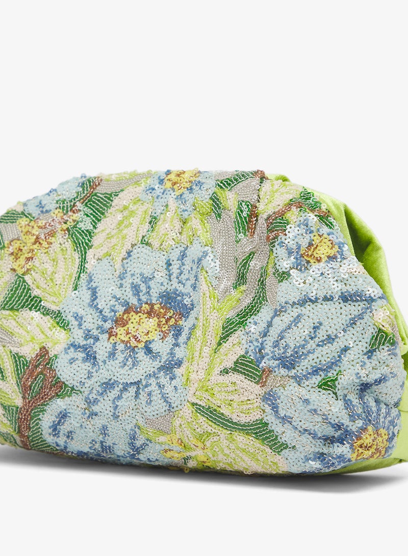 GLAMOROUS Embellished Floral Pillow Clutch - Image 3