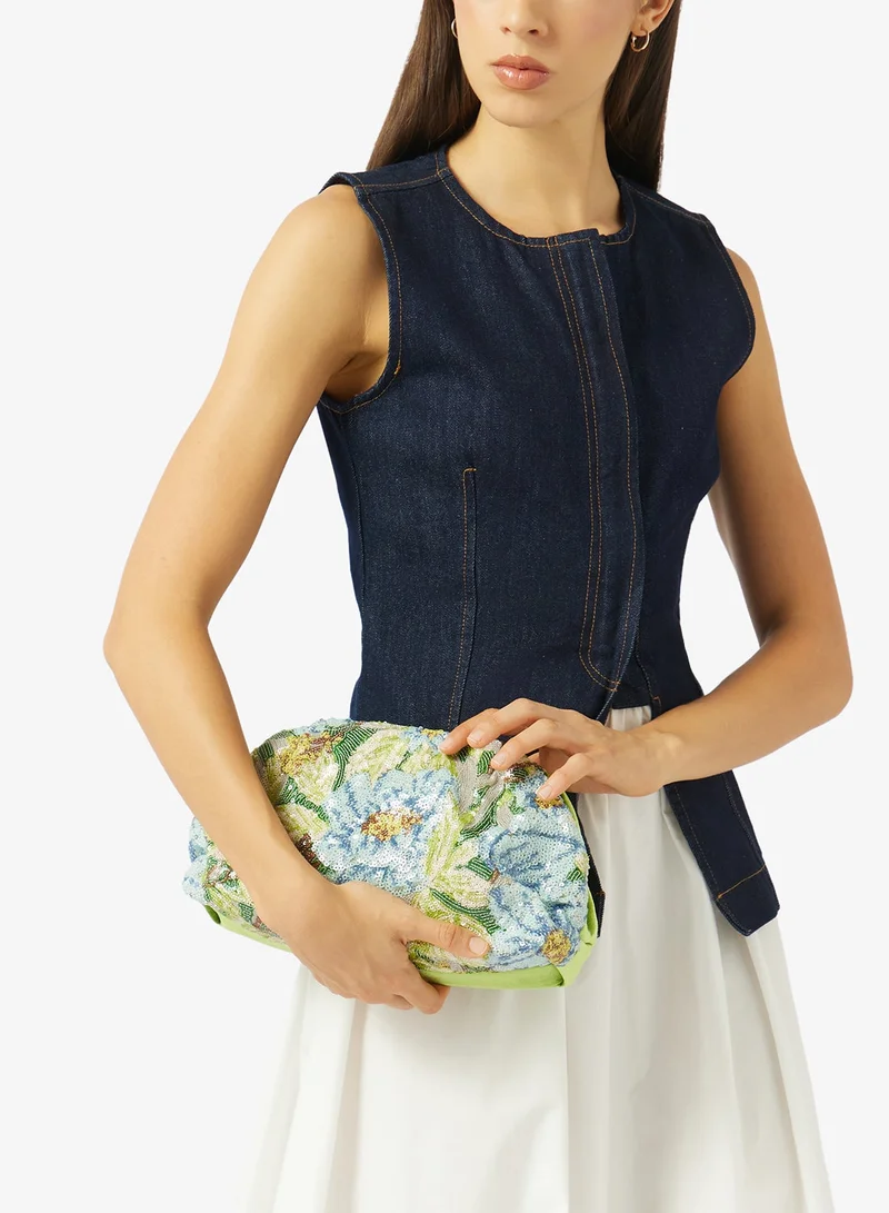 Glamorous Embellished Floral Pillow Clutch
