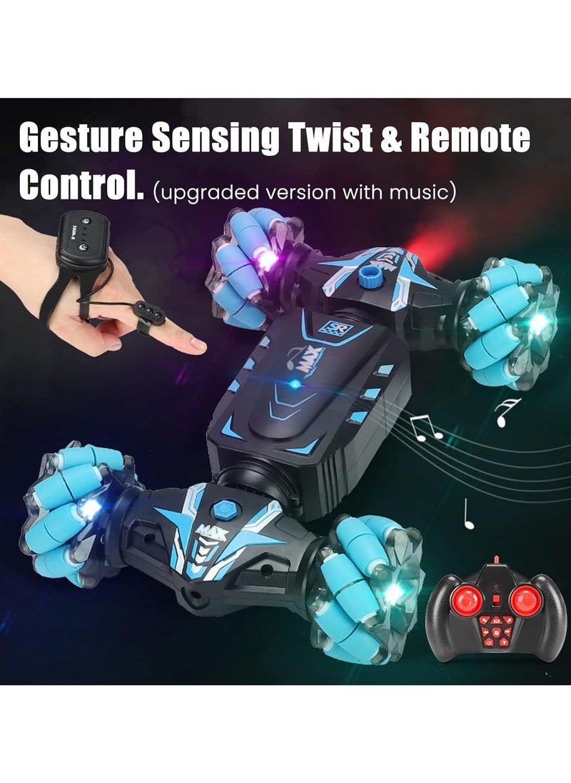 LR - Stunt Car, 4WD 2.4GHz Remote Control Gesture Sensor Toy Cars, 360° Rotating Off Road Vehicle with Lights Music & Spray Launcher, Toy Cars for kids - Image 1
