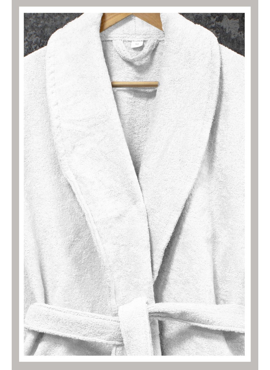 class 100% Cotton Shawl Loop Bathrobe L White Basic  - Image 2