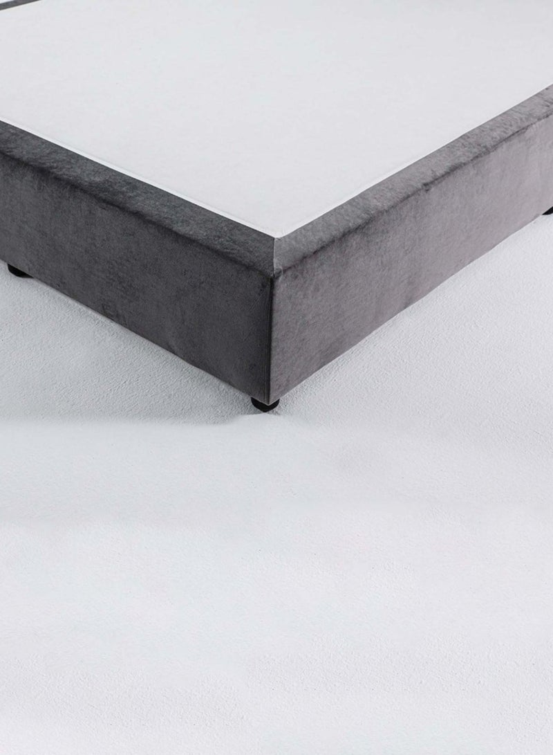 Karnak Almira Upholstered Velvet Bed Frame Bedroom Furniture Strong And Sturdy Modern Design Wooden Bed | Quiet & Comfortable Bed (EU - Double 140x200cm, Grey) - Image 5