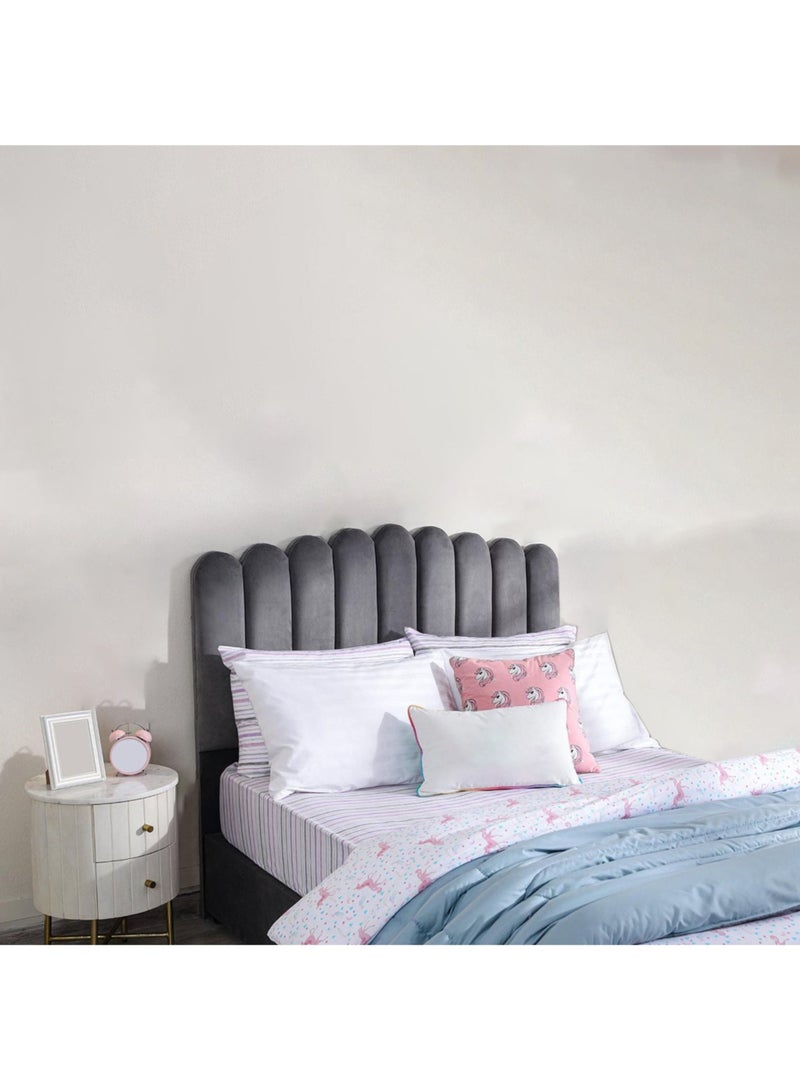 Karnak Almira Upholstered Velvet Bed Frame Bedroom Furniture Strong And Sturdy Modern Design Wooden Bed | Quiet & Comfortable Bed (EU - Double 140x200cm, Grey) - Image 2