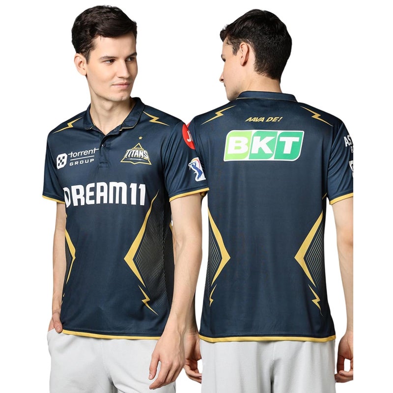 playR Men's Geometric Regular Fit Gujarat Titans Official Replica Jersey IPL 2025 Adult Half Sleeve - Image 1