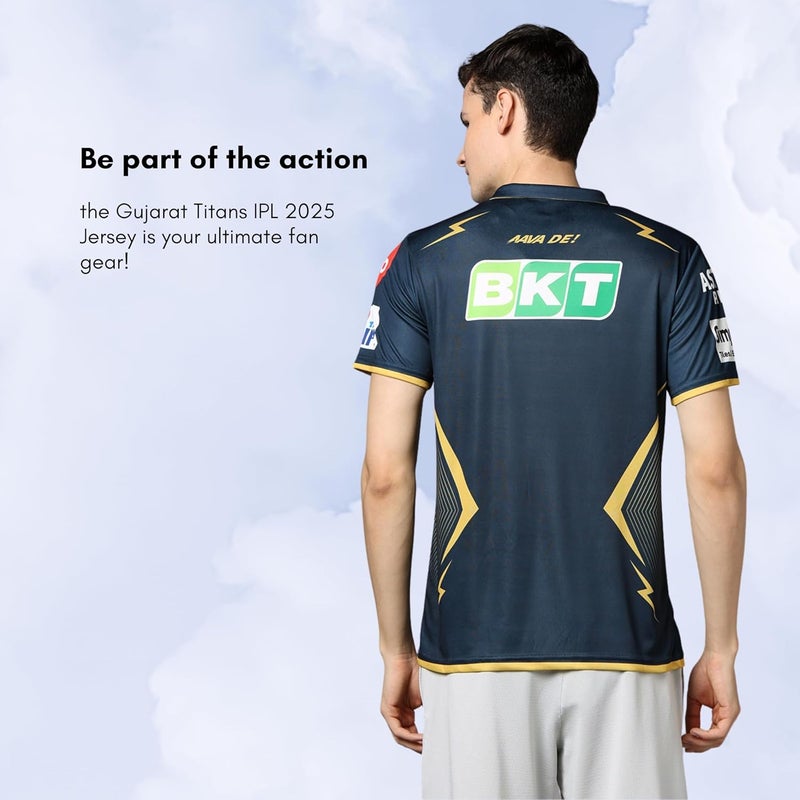 playR Men's Geometric Regular Fit Gujarat Titans Official Replica Jersey IPL 2025 Adult Half Sleeve - Image 4