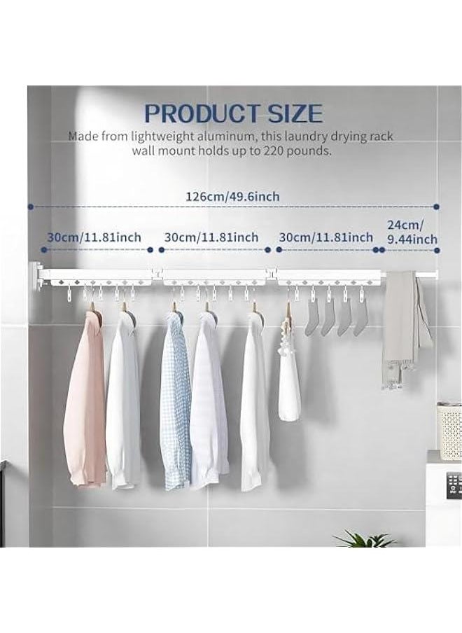 HOOKOR Clothes Drying Rack,Wall Mounted Drying Rack,Collapsible Drying Rack(Tri-Fold),Small Clothes Drying Rack Suitable for Laundry Rooms,Balconies,Utility Rooms,Bedrooms  - Image 2