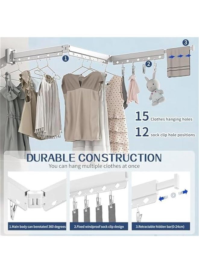 HOOKOR Clothes Drying Rack,Wall Mounted Drying Rack,Collapsible Drying Rack(Tri-Fold),Small Clothes Drying Rack Suitable for Laundry Rooms,Balconies,Utility Rooms,Bedrooms  - Image 3