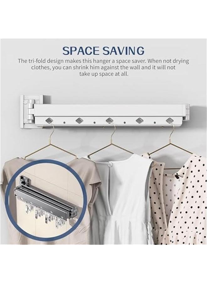 HOOKOR Clothes Drying Rack,Wall Mounted Drying Rack,Collapsible Drying Rack(Tri-Fold),Small Clothes Drying Rack Suitable for Laundry Rooms,Balconies,Utility Rooms,Bedrooms  - Image 5