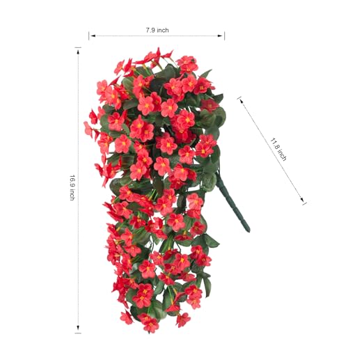 HyeFlora Artificial Fall Fake Hanging Plants Flowers for Outdoor Outside Autumn Decoration, 2 PCS Faux Silk Daisy Mums Red Orchid Long Vines UV Resistant Realistic for Home Indoor Porch Patio Balcony - Image 4