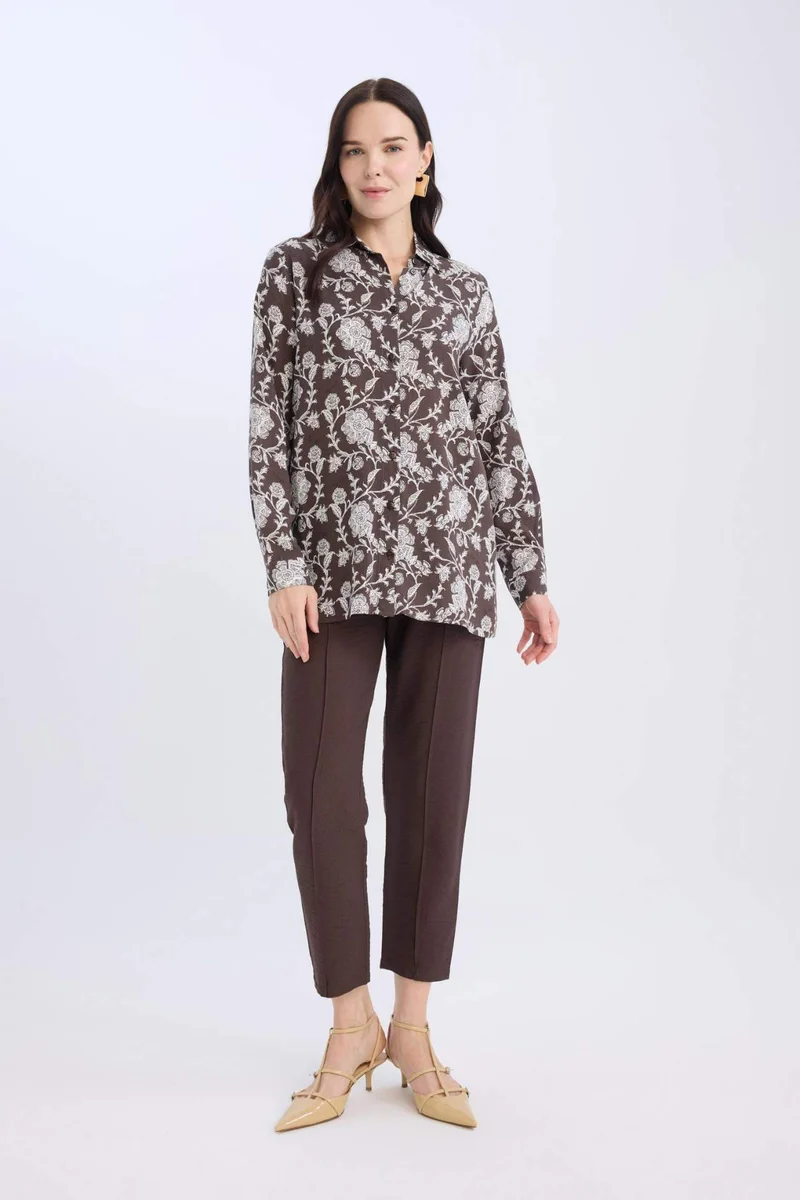 ديفاكتو Loose Fit Shirt Collar Long Sleeve Tunic