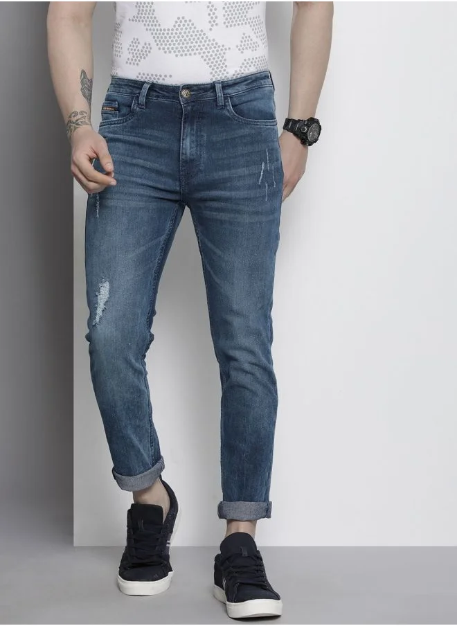 The Indian Garage Co Men Slim Fit Solid Mid-Rise Stretchable Jeans