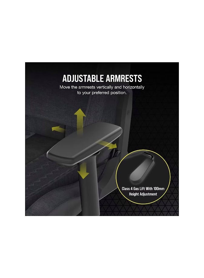 CORSAIR TC100 RELAXED Gaming Chair - Fabric Black/Grey - Image 5