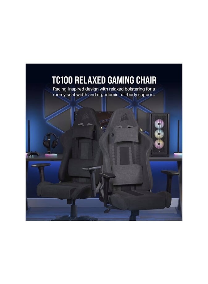 CORSAIR TC100 RELAXED Gaming Chair - Fabric Black/Grey - Image 3