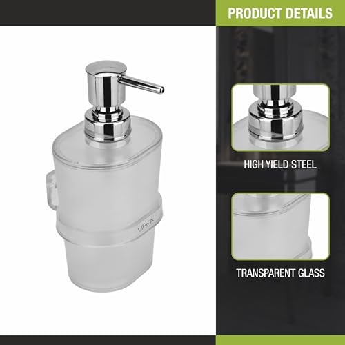 LIPKA ABS Oval Liquid Soap Dispenser | Wall Mounted Bathroom Sanitizer, Conditioner, Shampoo Dispenser | Transparent Bottle for Handwash in Bathrooms, Washbasins, Kitchens - Image 3