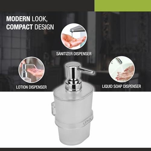 LIPKA ABS Oval Liquid Soap Dispenser | Wall Mounted Bathroom Sanitizer, Conditioner, Shampoo Dispenser | Transparent Bottle for Handwash in Bathrooms, Washbasins, Kitchens - Image 4