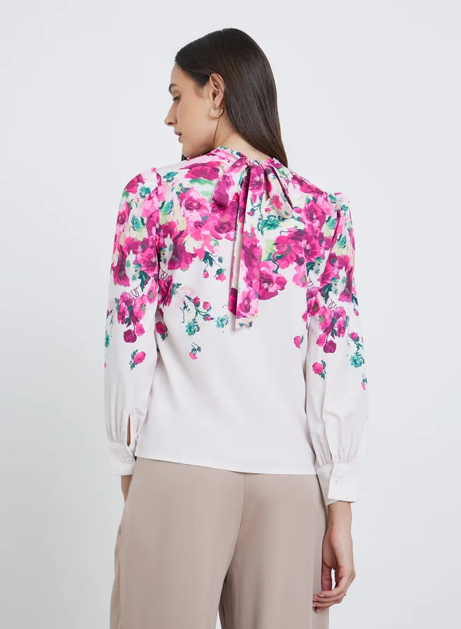 Styli Styli Floral Print Long Sleeve Blouse