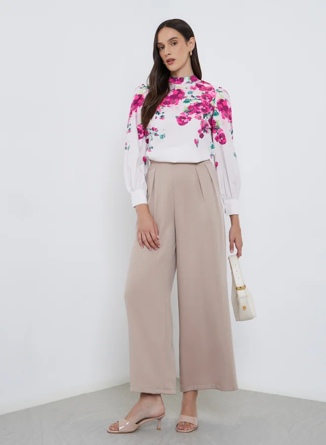 Styli Styli Floral Print Long Sleeve Blouse