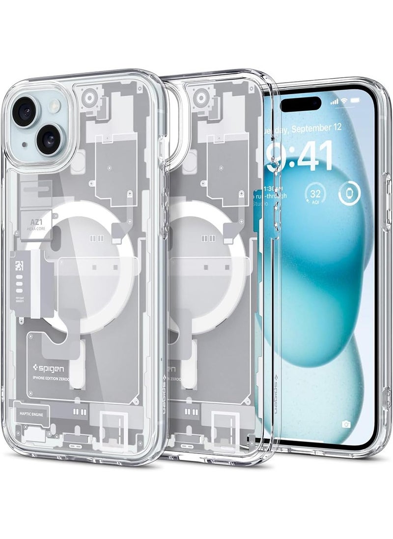 Spigen Ultra Hybrid MagFit for iPhone 15 Plus Case Cover with MagSafe - Zero One White  - Image 1