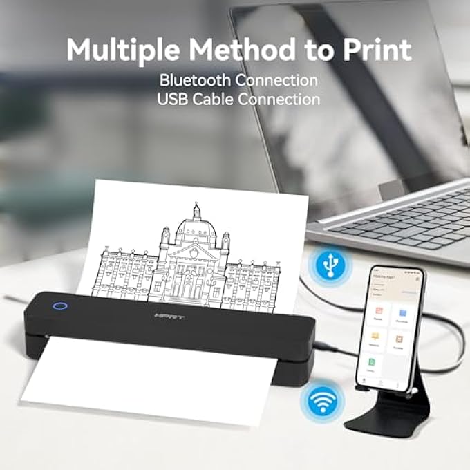 WIRELESS PORTABLE THERMAL PRINTER BLUETOOTH COMPATIBLE WITH IOS, ANDROID AND LAPTOP, 8.5" X 11" US LETTERS FOR OFFICE AND HOME - Image 3