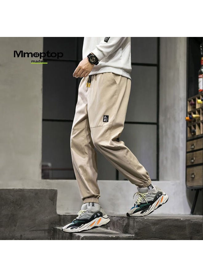 Mmoptop Men's Winter Retro Pure Cotton Workwear Sports Casual Nine-point Pants 506 Khaki 2XL - Image 5
