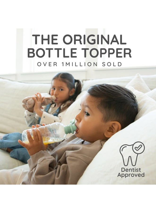 Kiddikap Original Water Bottle Topper for Toddlers – 100% Silicone Sippy Top Spout with Protective Cap makes the Bottle Top a Spill Proof Lid for Kids and Adults - 3 Pack - Pastel - Image 3