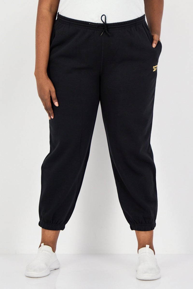 Reebok Women Plus Size Running Sweatpants, Black - Image 1