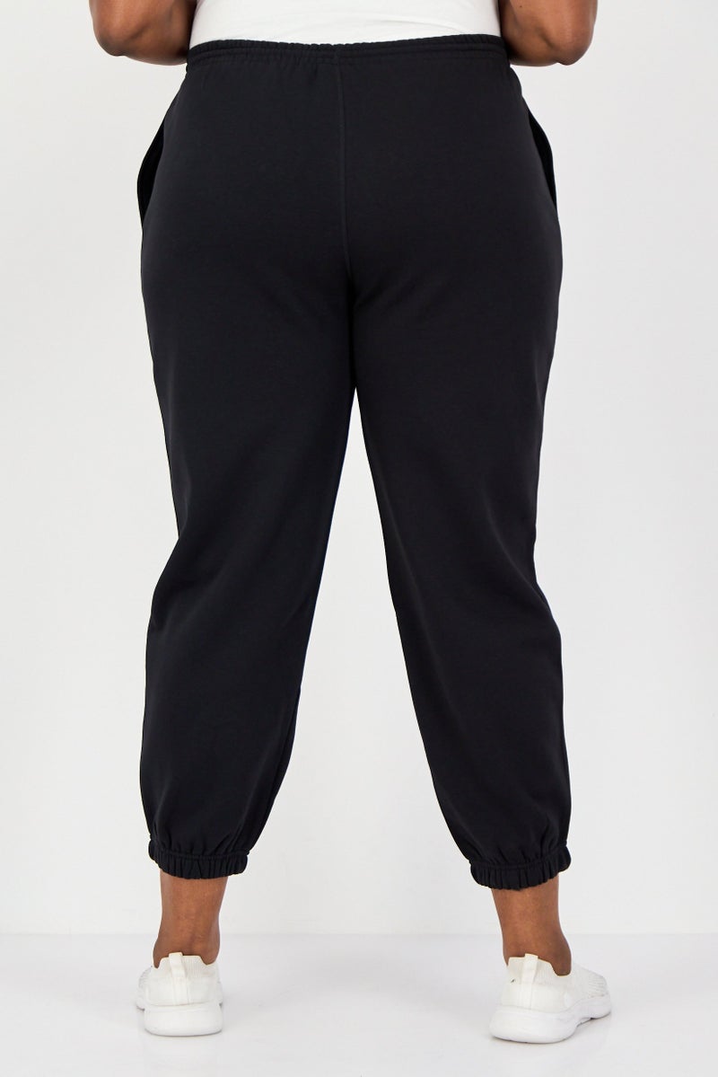 Reebok Women Plus Size Running Sweatpants, Black - Image 2