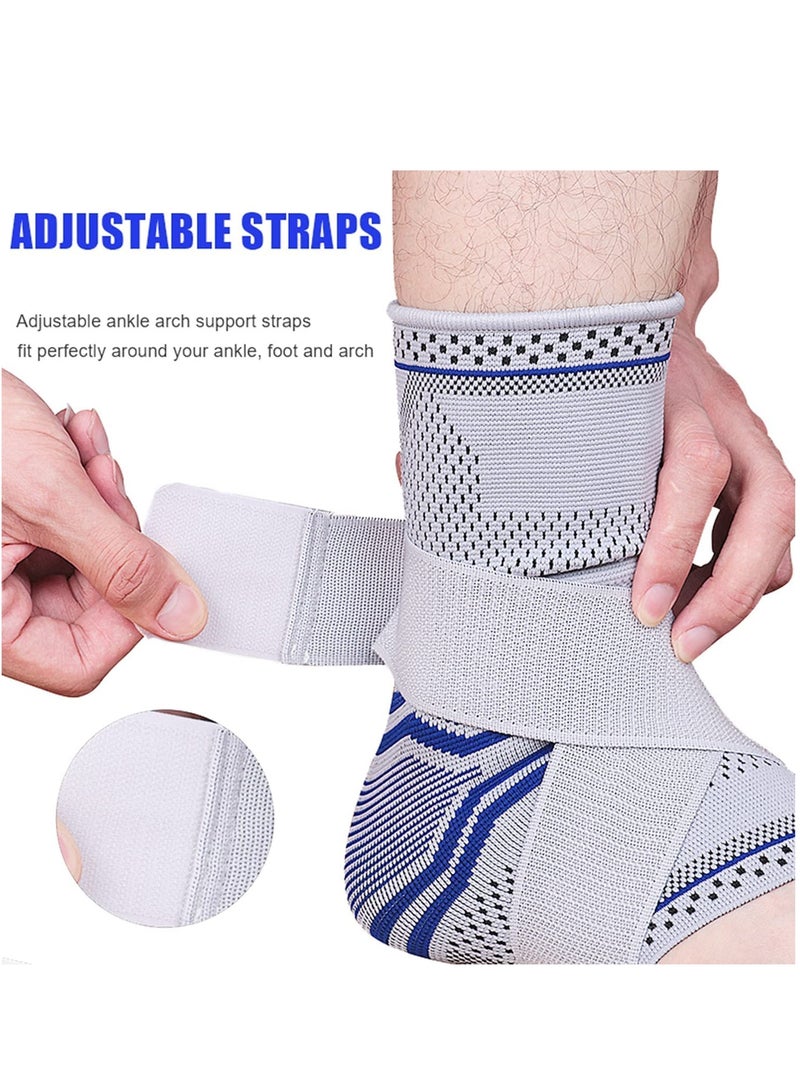 KASTWAVE Ankle Brace Compression Sleeve (2 PACK), Adjustable Ankle Support for Men Women, Breathable Ankle Sleeve w/Ankle Strap for Sprained Ankle, Swelling Relief Pain, Plantar Fasciitis (M-(1pair)) - Image 4