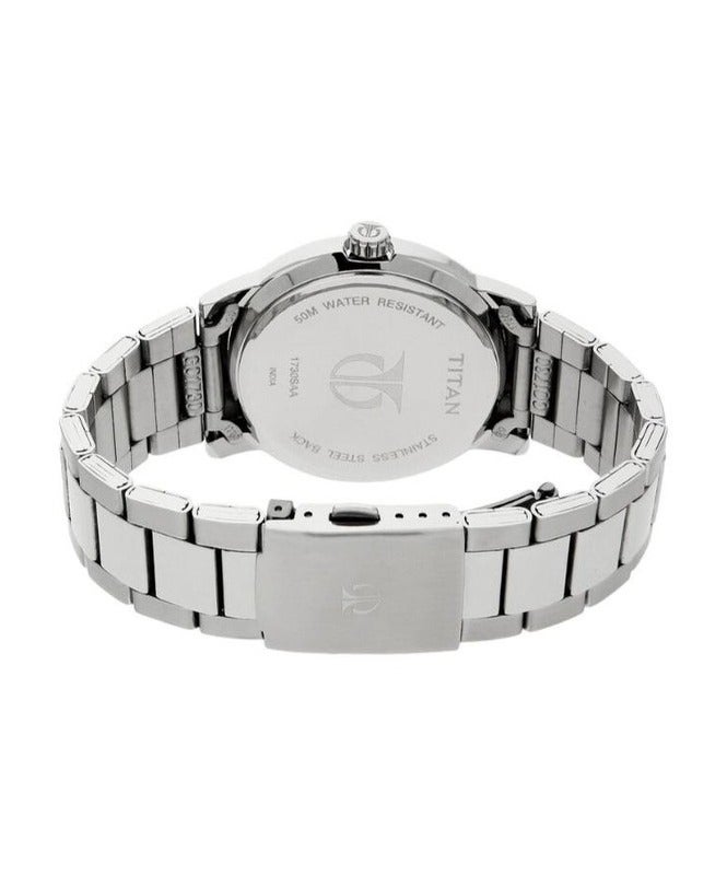 Titan Quartz Analog  with Date Black Dial Stainless Steel Strap Watch for Men 1730sm02 - Image 4