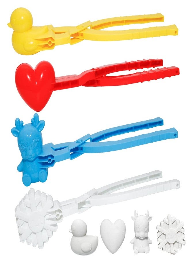 Holady 4PCS Large Size Snowball Maker Clip,Snowball Maker Tool with Handle for Snow Ball Fights, Snow Toys Kids Winter Outdoor Toys（Deer,Love Heart,Duck,Snowflake Shape） - Image 1