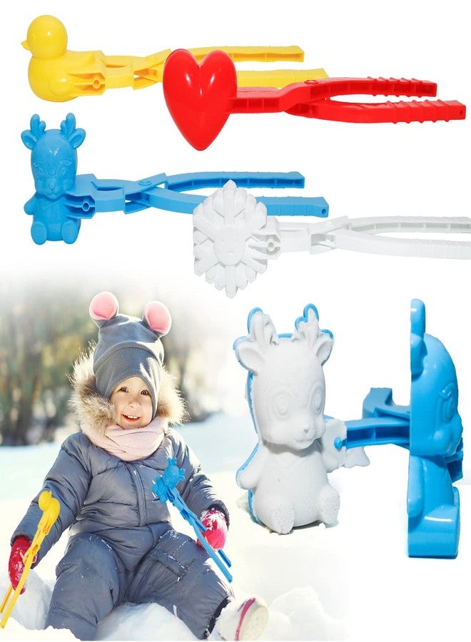 Holady 4PCS Large Size Snowball Maker Clip,Snowball Maker Tool with Handle for Snow Ball Fights, Snow Toys Kids Winter Outdoor Toys（Deer,Love Heart,Duck,Snowflake Shape） - Image 2
