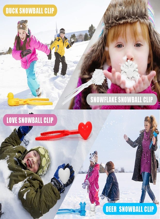 Holady 4PCS Large Size Snowball Maker Clip,Snowball Maker Tool with Handle for Snow Ball Fights, Snow Toys Kids Winter Outdoor Toys（Deer,Love Heart,Duck,Snowflake Shape） - Image 4