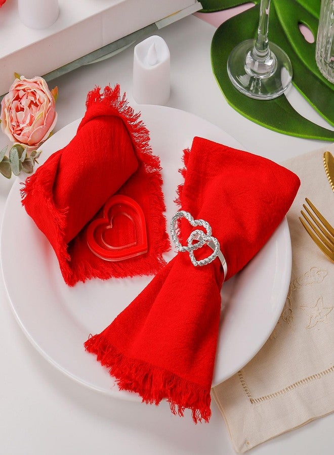 wonlex Valentine‘s Day Heart Napkin Rings, Double Love Letter Napkin Buckles Holder for Wedding, Parties, Dinners, Holidays, Table Setting, Table Decor, Home Decor (Double Love-Silver) - Image 3