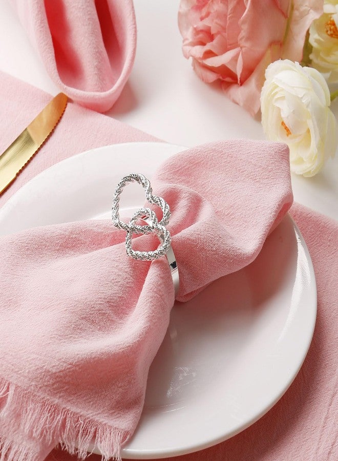 wonlex Valentine‘s Day Heart Napkin Rings, Double Love Letter Napkin Buckles Holder for Wedding, Parties, Dinners, Holidays, Table Setting, Table Decor, Home Decor (Double Love-Silver) - Image 5