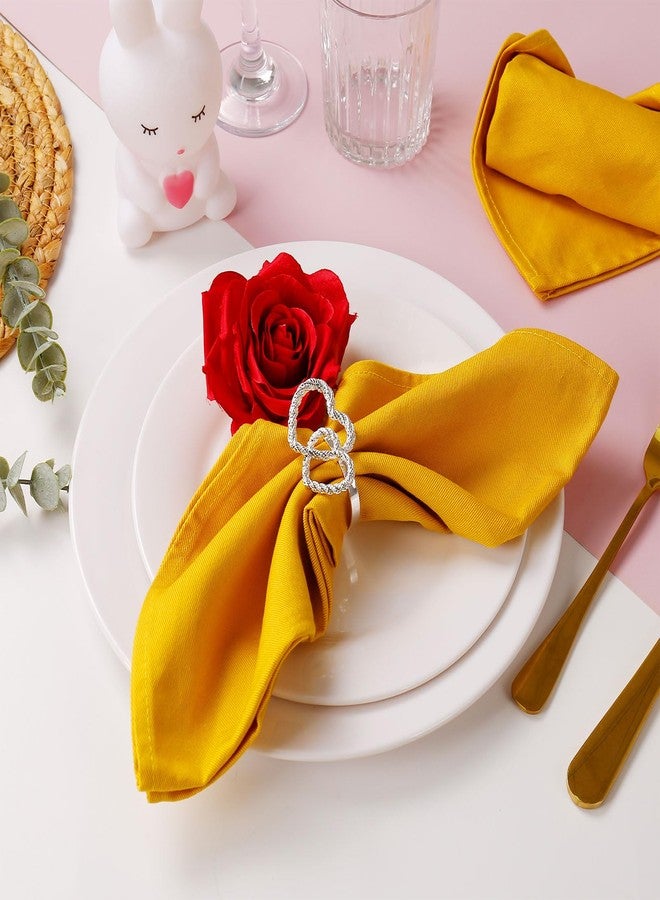 wonlex Valentine‘s Day Heart Napkin Rings, Double Love Letter Napkin Buckles Holder for Wedding, Parties, Dinners, Holidays, Table Setting, Table Decor, Home Decor (Double Love-Silver) - Image 2