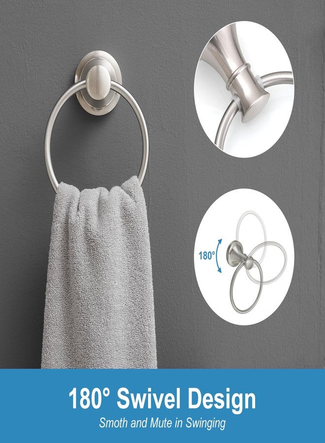 RUMOSE Toilet Paper Holder and Hand Towel Ring Brushed Nickel Wall Mount Bathroom Hardware Accessories 2 PCS Set Flexible Pivoting Toilet Tissue Roll Holder and Towel Hanger, Stainless Steel - Image 3