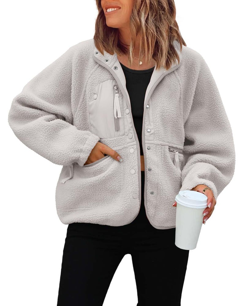 Generic FP with 2023TEMU Amazon autumn and winter womens polar fleece coat sports leisure sweater jacket jacket Rose red - Image 5