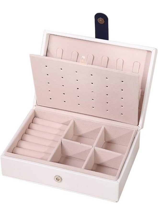 ketmart Jewellery Organiser PU Leather Magnetic Buckle Portable Storage Box Case with Dividers Container for Rings, Earrings, Necklace Home Organizer, (Color-White) - Image 1